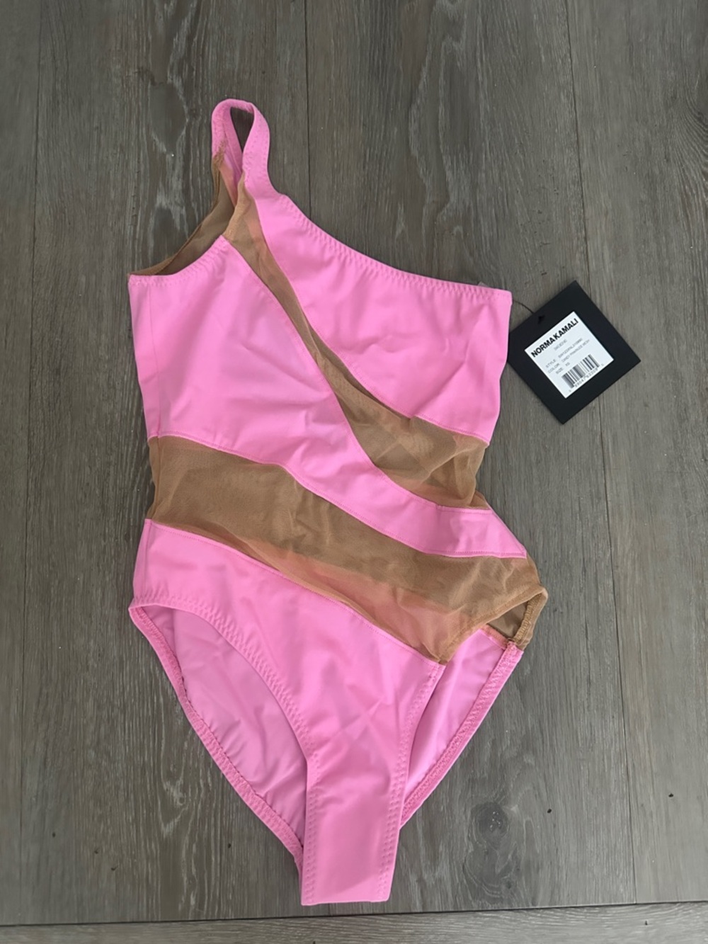 Norma Kamali Snake Mesh Mio One Shoulder Swimsuit XS